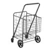 VEVOR Folding Shopping Cart, Jumbo Grocery Cart with Double Baskets, 360° Swivel Wheels, Heavy Duty Utility Cart