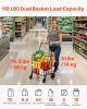 VEVOR Folding Shopping Cart, Jumbo Grocery Cart with Double Baskets, 360° Swivel Wheels, Heavy Duty Utility Cart